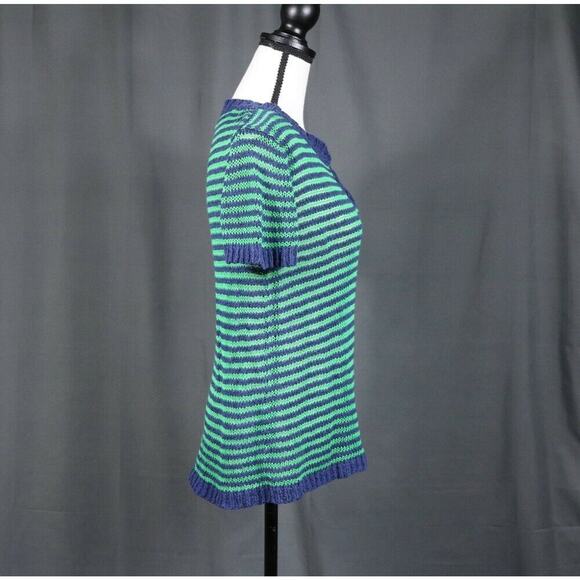 Jcrew Linen Cotton Short Sleeve Crewneck Sweater Blue Green Small - Picture 2 of 5